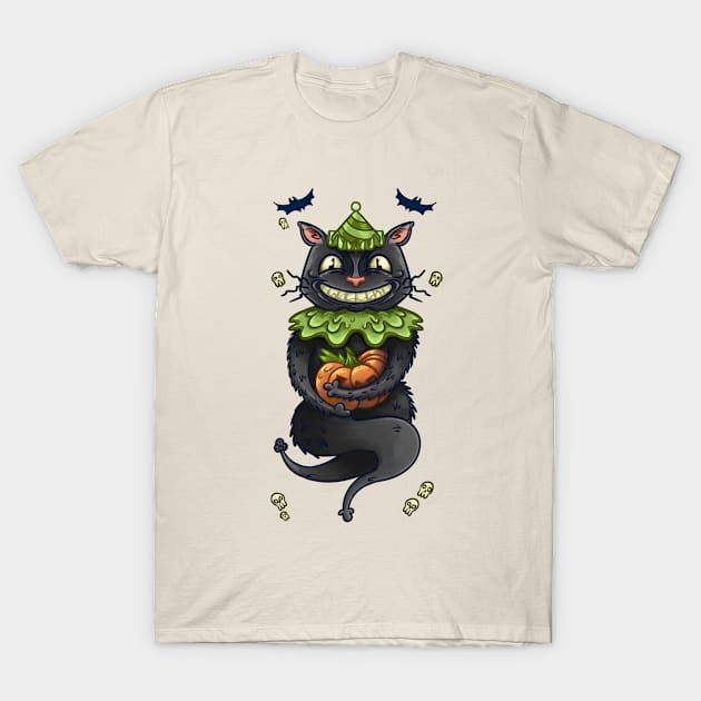 Halloween Cat in Hat T-Shirt by NevermindOnArt